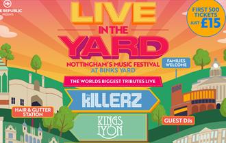 Live In The Yard event poster featuring names of the acts.