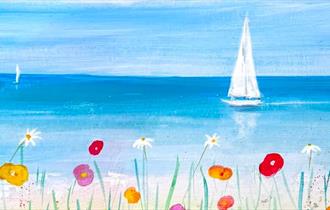 Paint a Flowery Beach at Cock & Hoop Pub with The Paint Club event poster 
