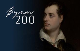 Picture of Lord Byron with the 'Byron 200' logo