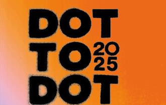 DOT TO DOT in heavy black caps against burnt orange background