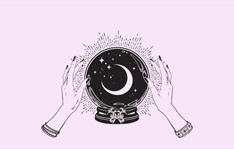 a drawing of a witches crystal ball