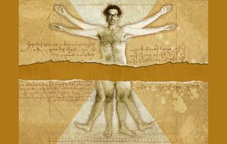 Marcus Brigstocke is depicted as Vitruvian Man