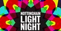 Nottingham Light Night graphic with kaleidoscope background
