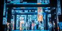 Dear Evan Hansen – Eleven performers, wearing casual clothing, populate a stage. Six actors, standing centre stage, all have their right arm raised in