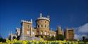 Belvoir Castle front with daffodils