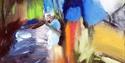 smudges of bright coloured paint