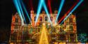 Wollaton Hall lit up in festive lights