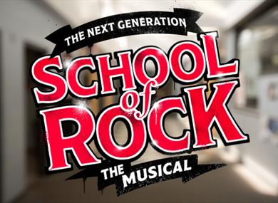 Graphic for the event including the 'School of Rock' logo