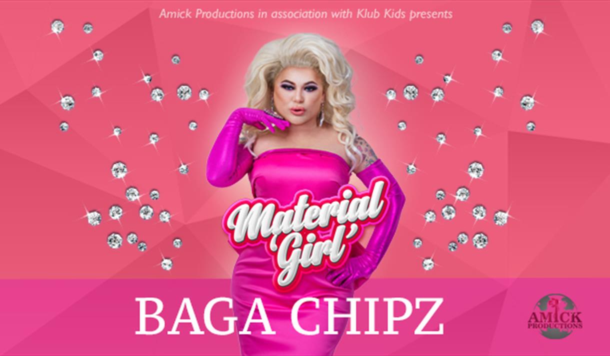 Baga Chipz Material Girl tour graphic, dressed as Marilyn Monroe.