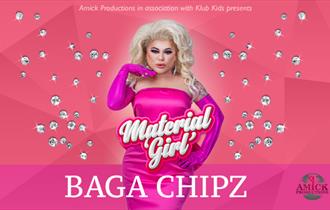 Baga Chipz Material Girl tour graphic, dressed as Marilyn Monroe.