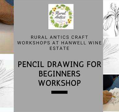 Graphic for the workshop including the title of the event and photos of pencil drawing.