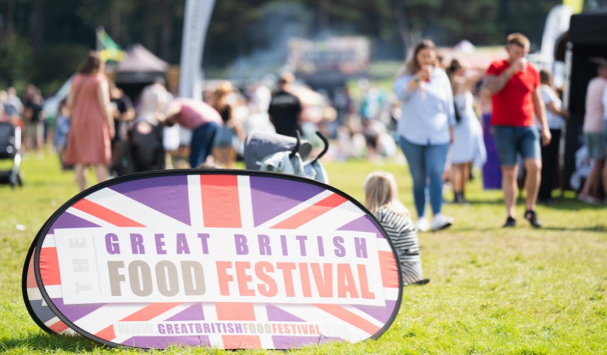 A photo of a sign at the festival, reading 'The Great British Food Festival'