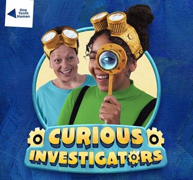 Graphic of the show depicting two characters looking at the camera, with one holding a magnifying glass