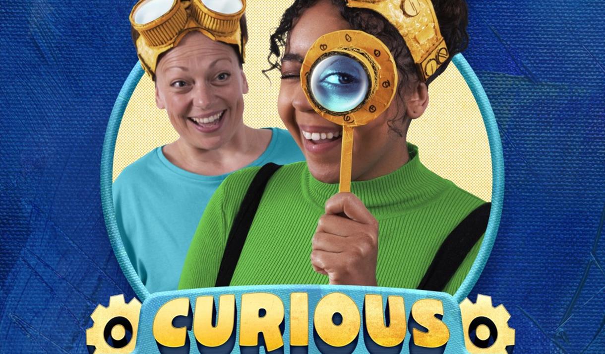 Graphic of the show depicting two characters looking at the camera, with one holding a magnifying glass