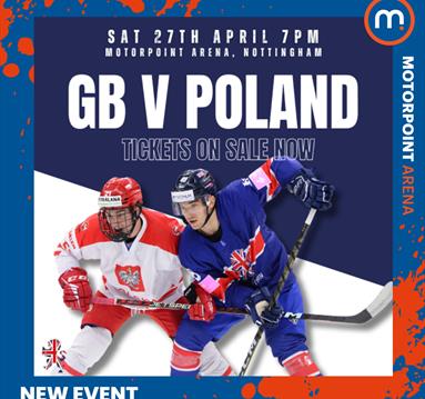 Graphic of two ice hockey players mid-game with the event name and details and text above it.
