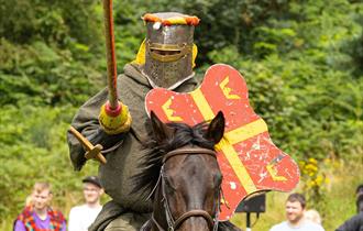 Photo of a knight jousting