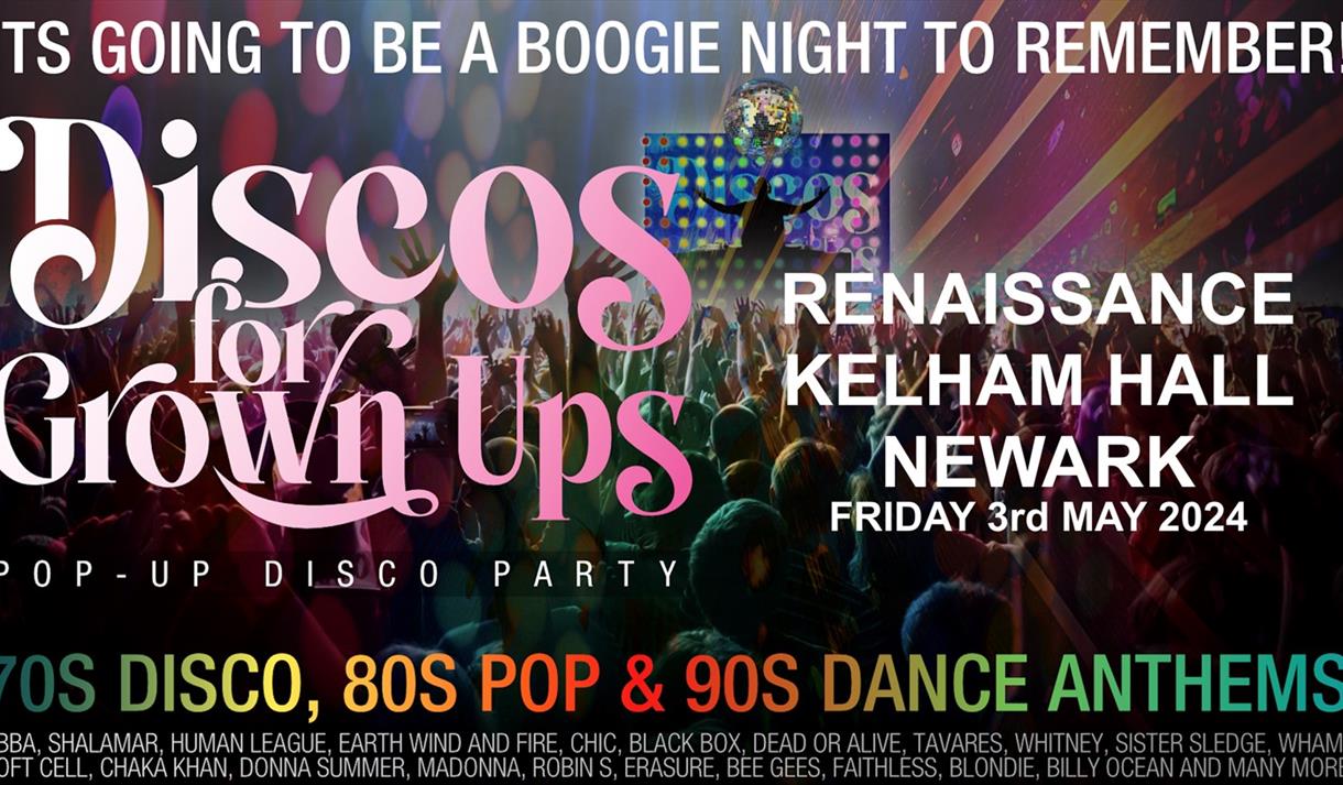 Discos for Grown ups pop-up 70s, 80s and 90s disco at Kelham Hall

