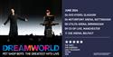 Graphic for the show including a photo of the Pet Shop Boys on stage and lots of text including the dates of the tour in the UK.