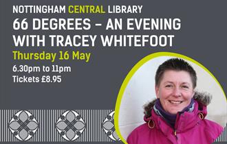 Graphic including a headshot of Tracey Whitefoot and text showing the title of the event.