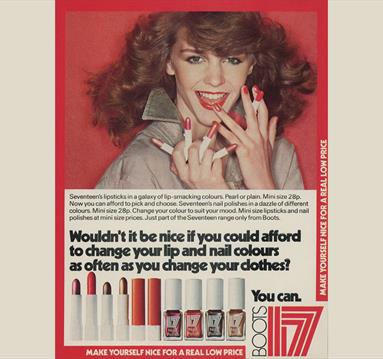 Archival poster of makeup sold at Boots.