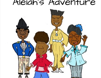 Cartoon of Aleiah and her family