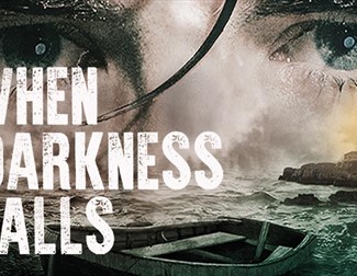 When Darkness falls POster - showing eyes overlooking a lighthouse