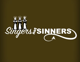 Animated wording for Singers not Sinners showing angels and devils tail