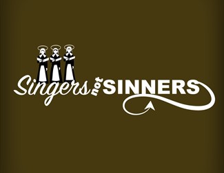 Animated wording for Singers not Sinners showing angels and devils tail