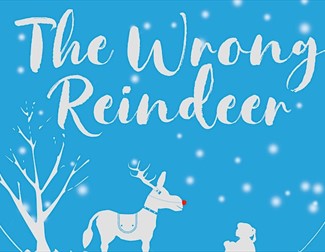 the wrong reindeer - a white reindeer on a blue background