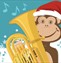 cartoon monkey playing brass instrument