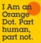 Orange Dot and text on a yellow background