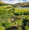 Drone view of log cabins