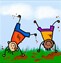 Cartoon kids cartwheeling