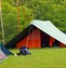 a large orange tent