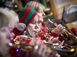 band playing in Christmas outfits