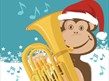 cartoon monkey playing brass instrument