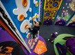 Girl on the clip and climb wall