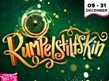 Gold lettering saying Rumpelstiltskin on a dark green background