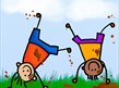 Cartoon kids cartwheeling