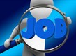 person with magnifying glass looking at the word JOB