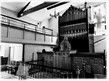 Black and white ghostly image of chapel interior