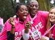 Images of race for life runners dressed in pink