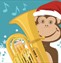 cartoon monkey playing brass instrument