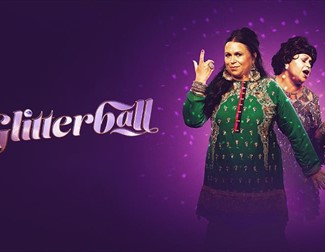 Glitterball poster showing actress in bangra style and as Shirley Bassey