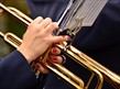 close up of trumpet being played