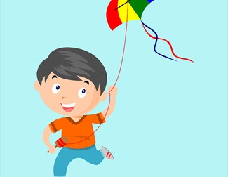 cartoon child with kite
