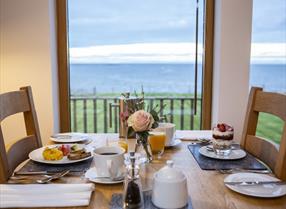 Breakfast looking out over the sea