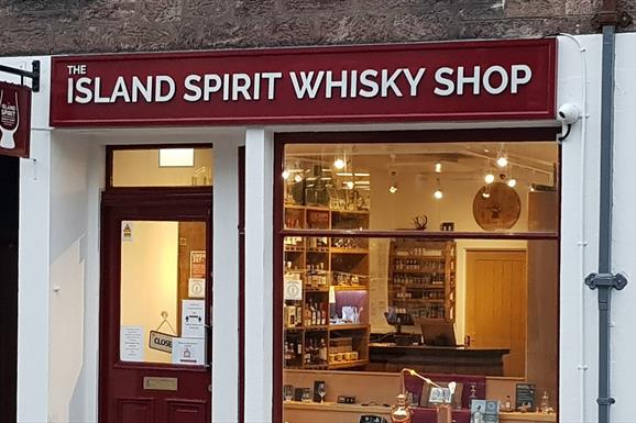 The Island Spirit Whisky Shop front of shop