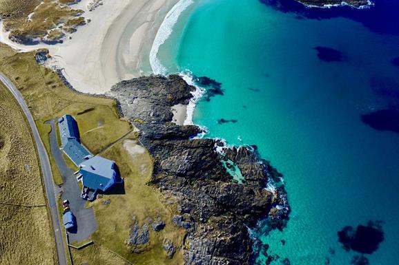 Isle of Barra Beach Hotel aerial view of hotel