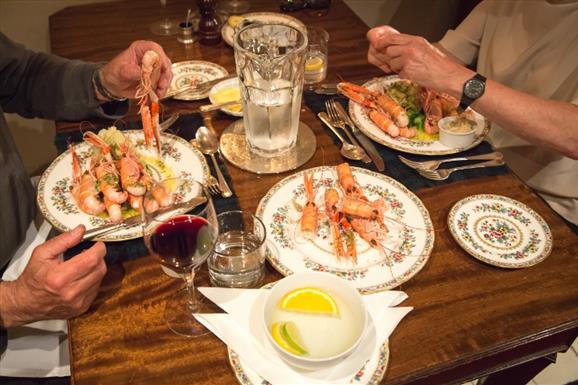 Scarista House prawns on dinner plate